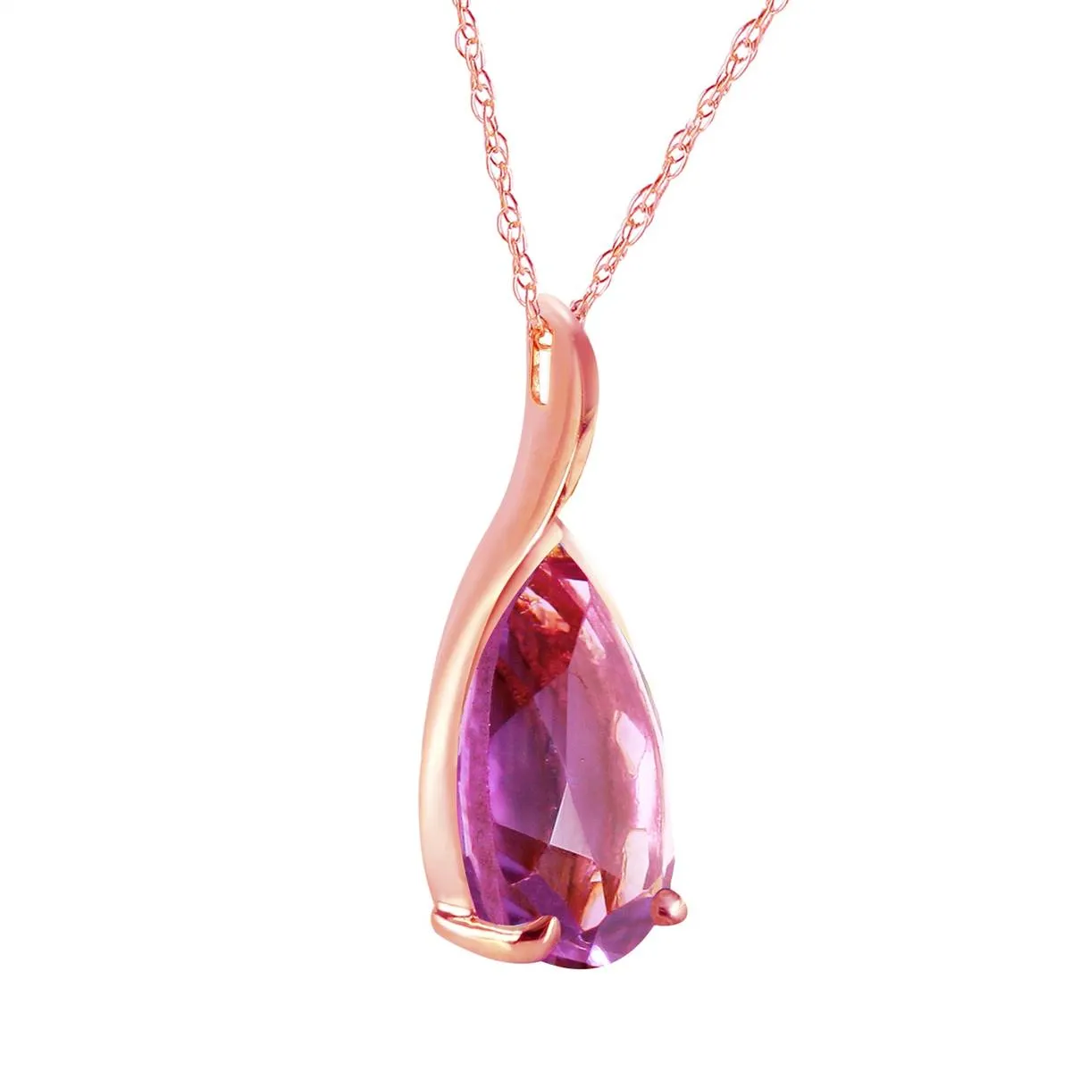 14K Solid Rose Gold Natural Purple Amethyst Necklace Jewelry Series