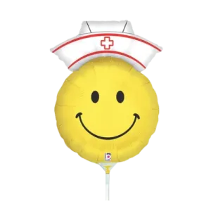 14" Betallic Smiley Emoji Nurse Foil Airfill Balloon (P5) | Buy 5 Or More Save 20%