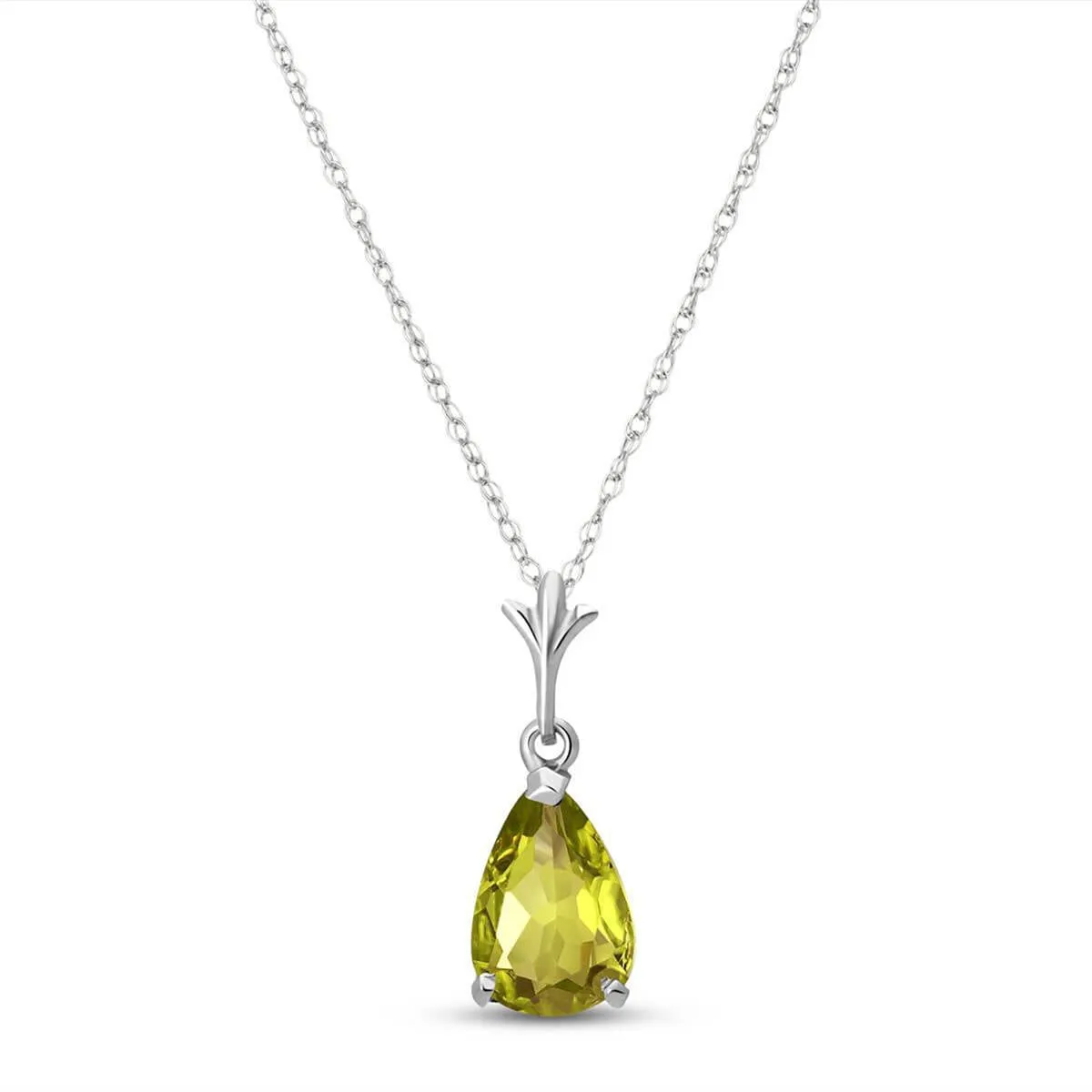 1.5 Carat 14K Solid White Gold Non Perishable Peridot Necklace