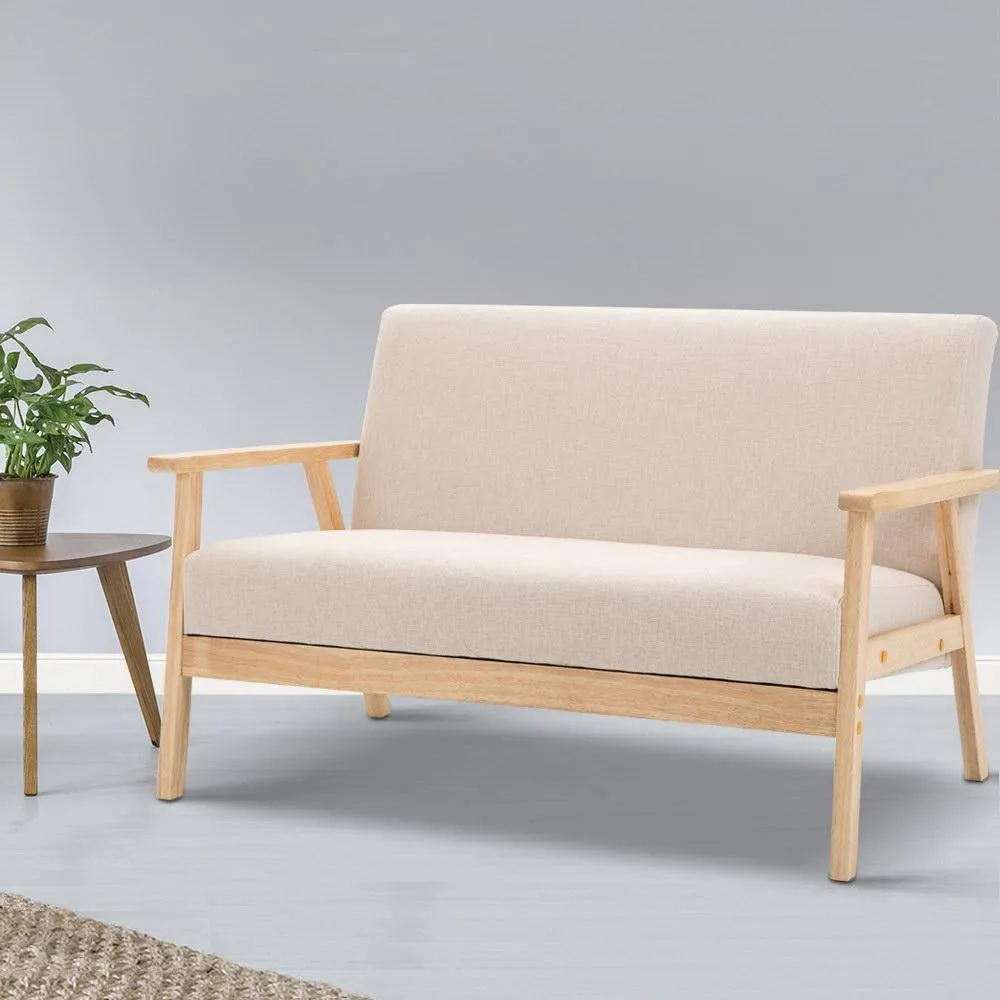 2 Seater Fabric Sofa Chair - Beige