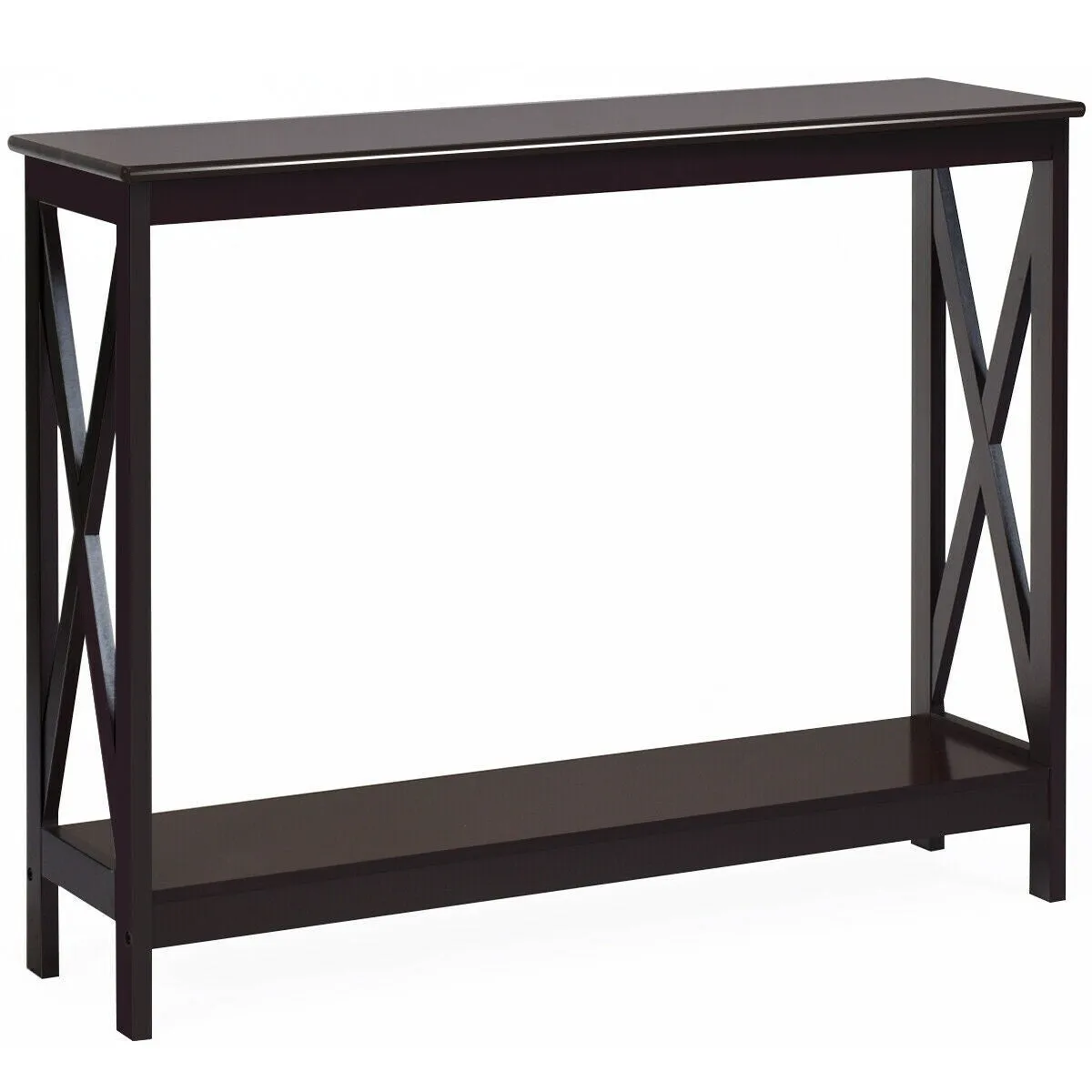 2-Tier X-Design Side Accent Table - Espresso