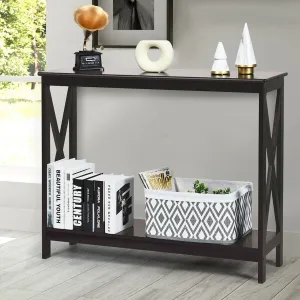 2-Tier X-Design Side Accent Table - Espresso