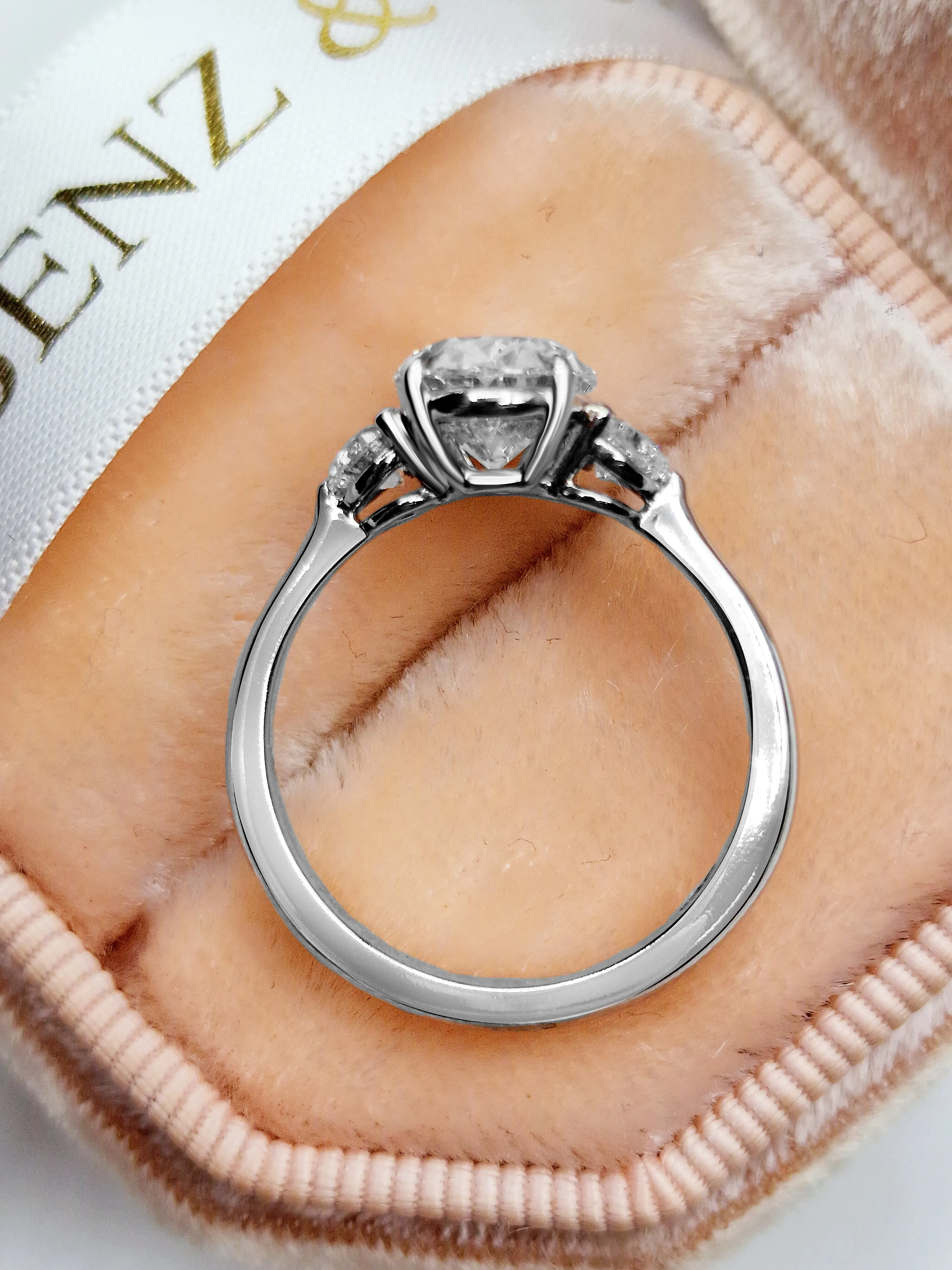 2.48 Carats Lab Grown Oval Cut with Heart Shape Side Stones Diamond Engagement Ring in White Gold