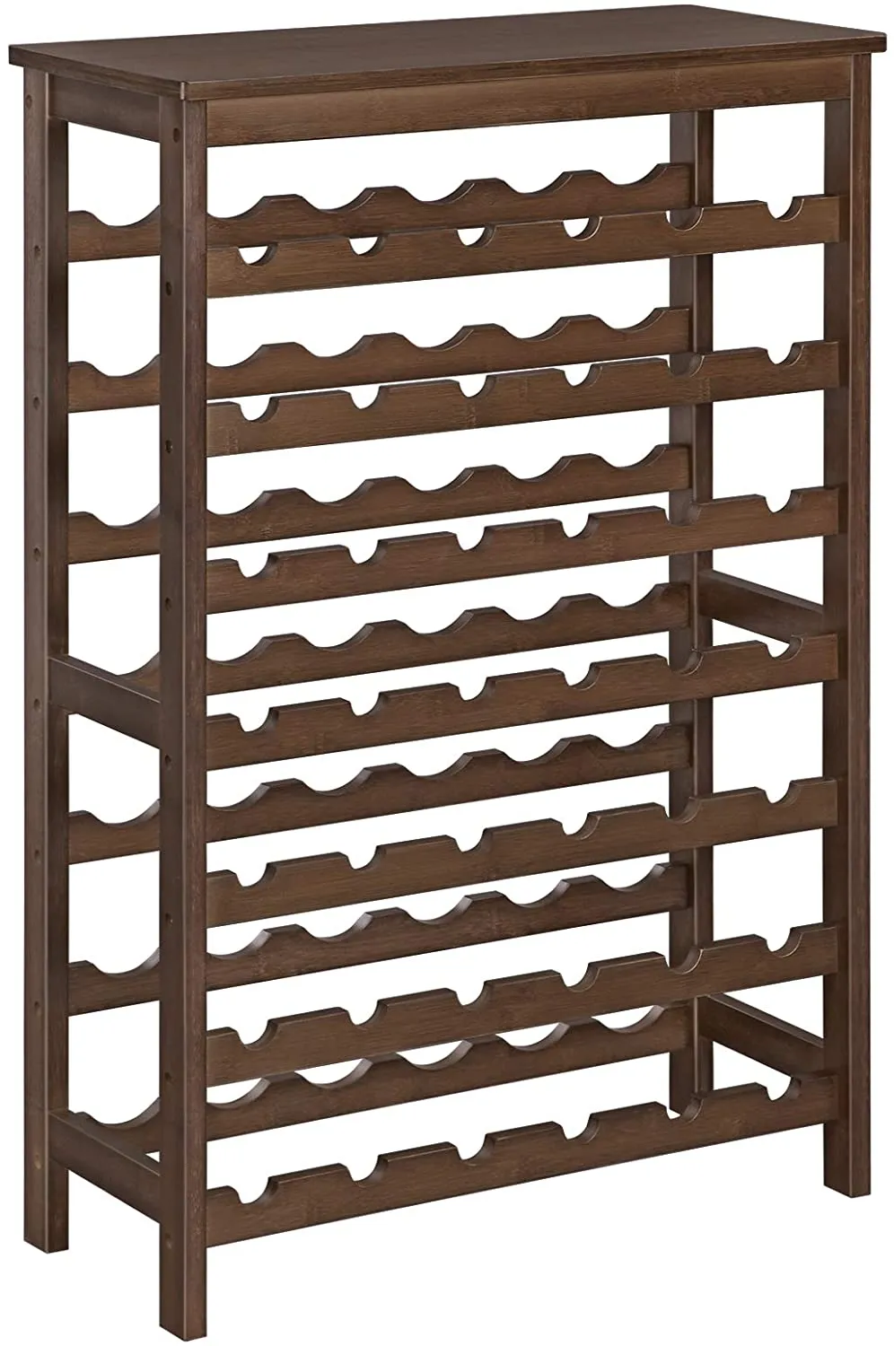 42-Bottle Wine Rack Free Standing Floor, 7-Tier Bamboo Wine Storage Shelves