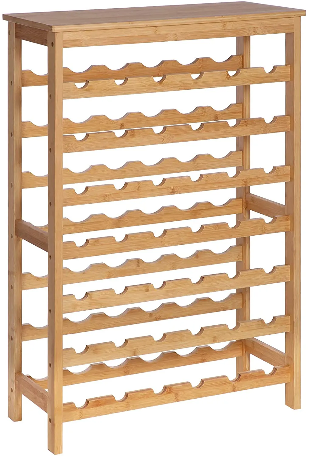 42-Bottle Wine Rack Free Standing Floor, 7-Tier Bamboo Wine Storage Shelves