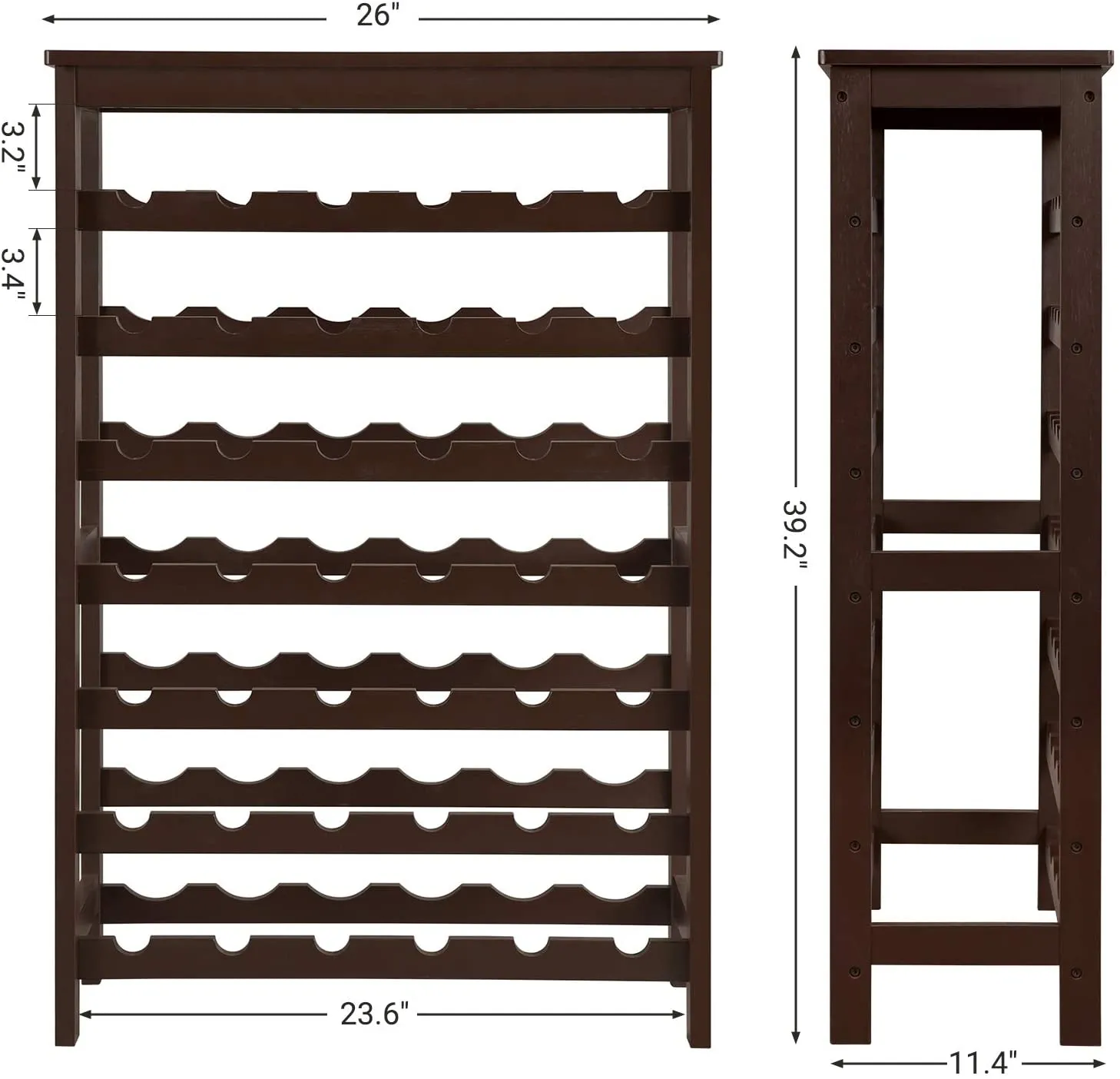 42-Bottle Wine Rack Free Standing Floor, 7-Tier Bamboo Wine Storage Shelves