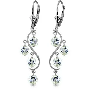 4.5 Carat 14K Solid White Gold Vanilla Love Aquamarine Earrings