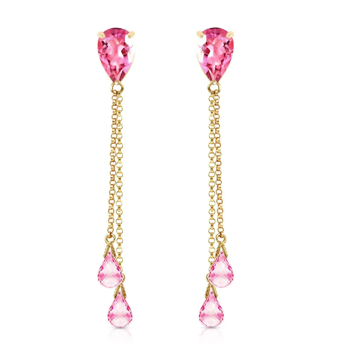 7.5 Carat 14K Solid Yellow Gold Chandelier Earrings Pink Topaz