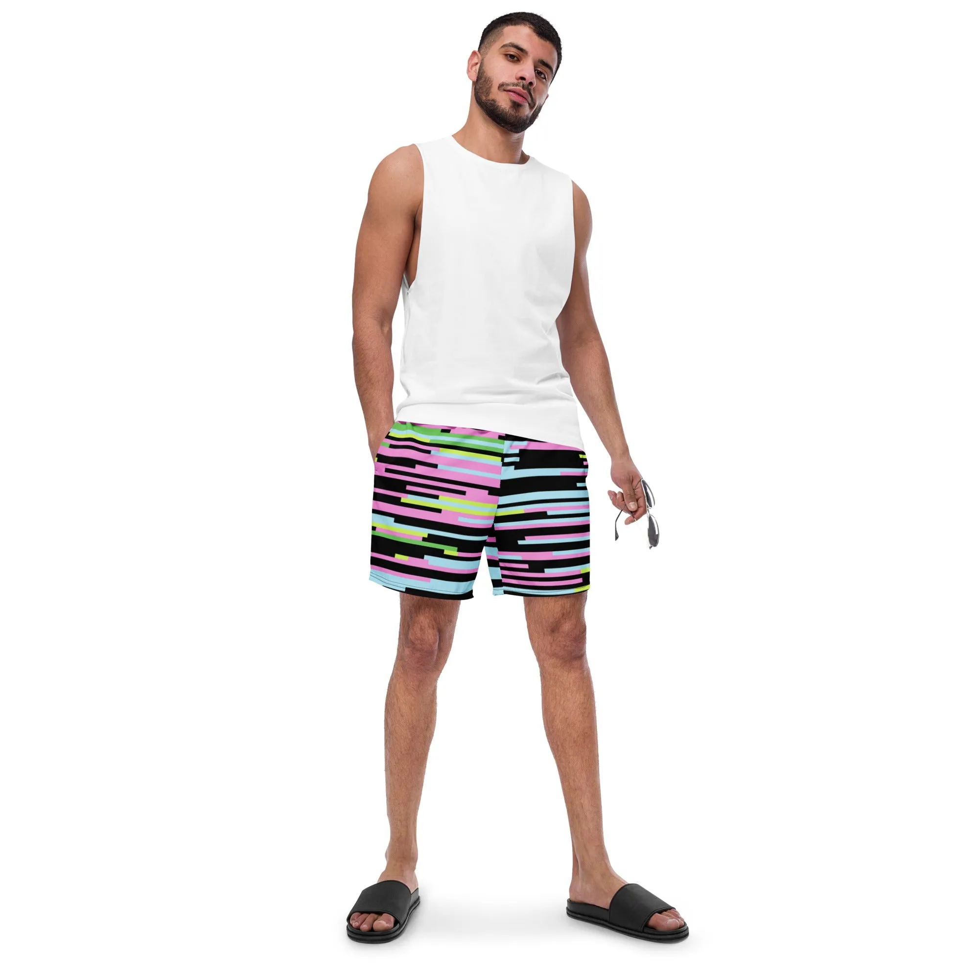 Abstract Best Men's Swim Trunks, Best Designer Premium Luxury Men's Swim Trunks - Made in USA/EU/MX (US Size: 2XS-6XL)