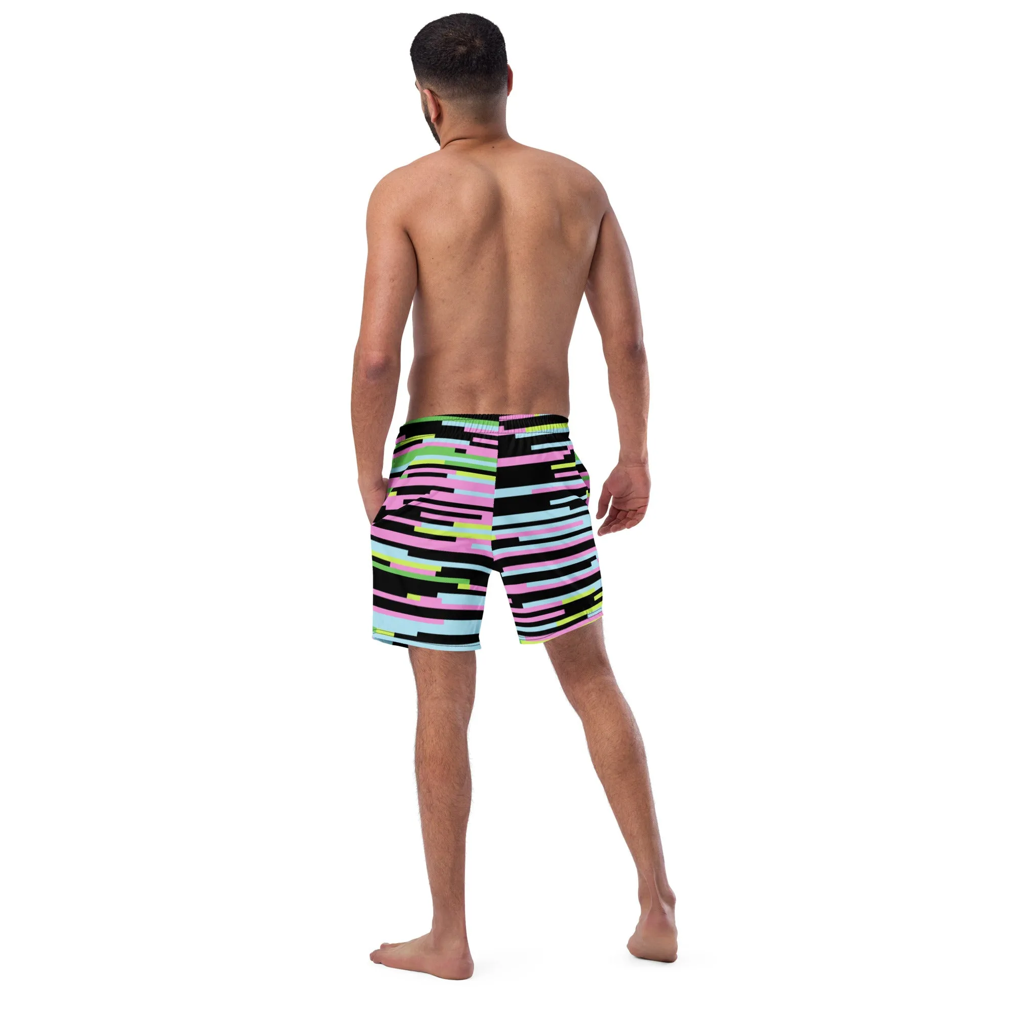 Abstract Best Men's Swim Trunks, Best Designer Premium Luxury Men's Swim Trunks - Made in USA/EU/MX (US Size: 2XS-6XL)