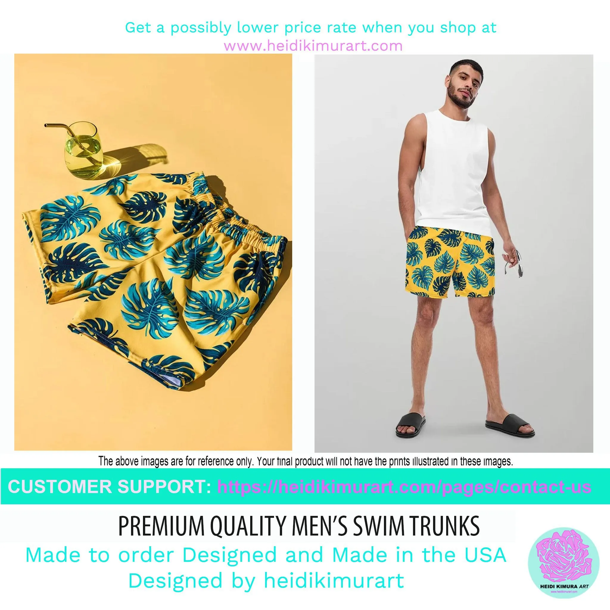 Abstract Best Men's Swim Trunks, Best Designer Premium Luxury Men's Swim Trunks - Made in USA/EU/MX (US Size: 2XS-6XL)