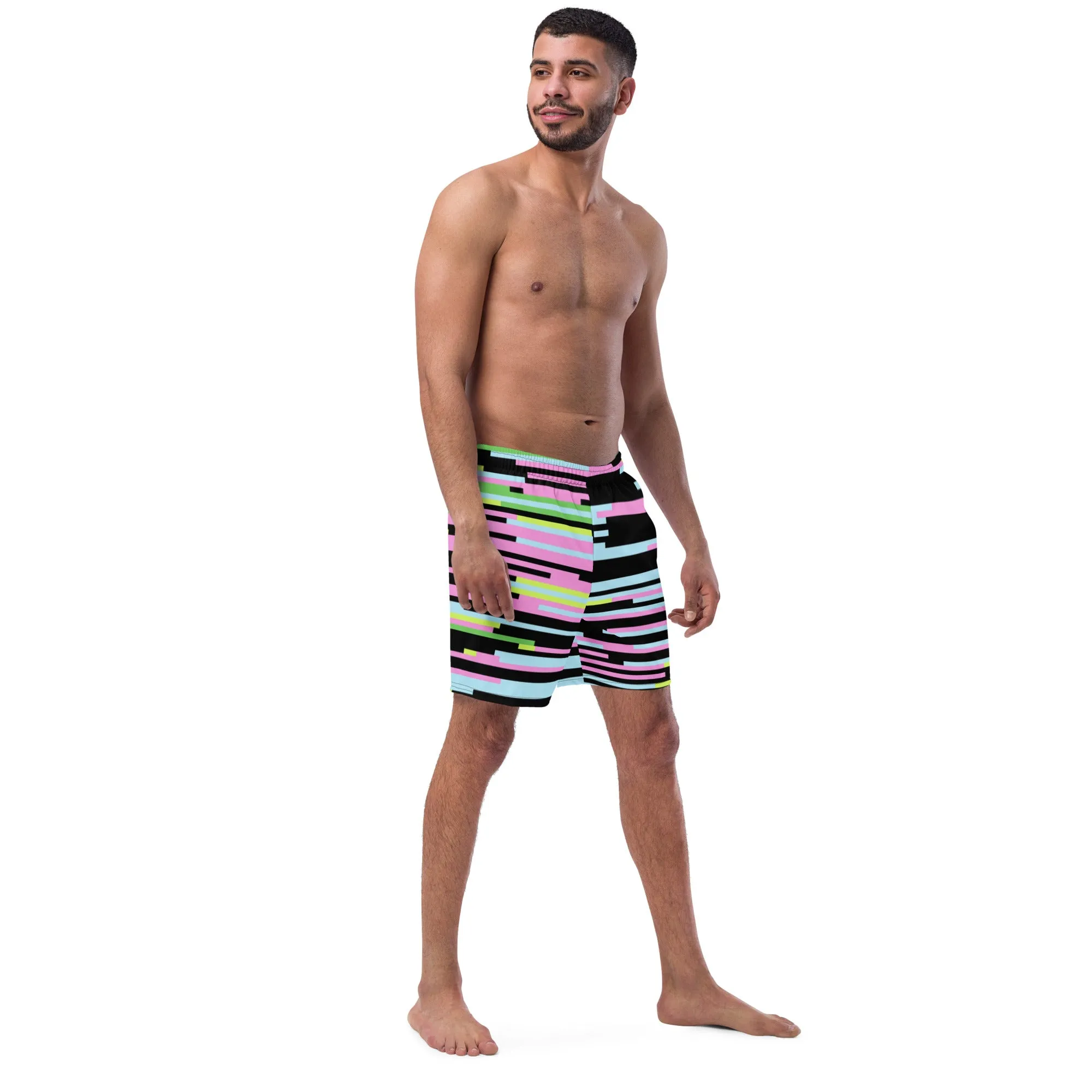 Abstract Best Men's Swim Trunks, Best Designer Premium Luxury Men's Swim Trunks - Made in USA/EU/MX (US Size: 2XS-6XL)