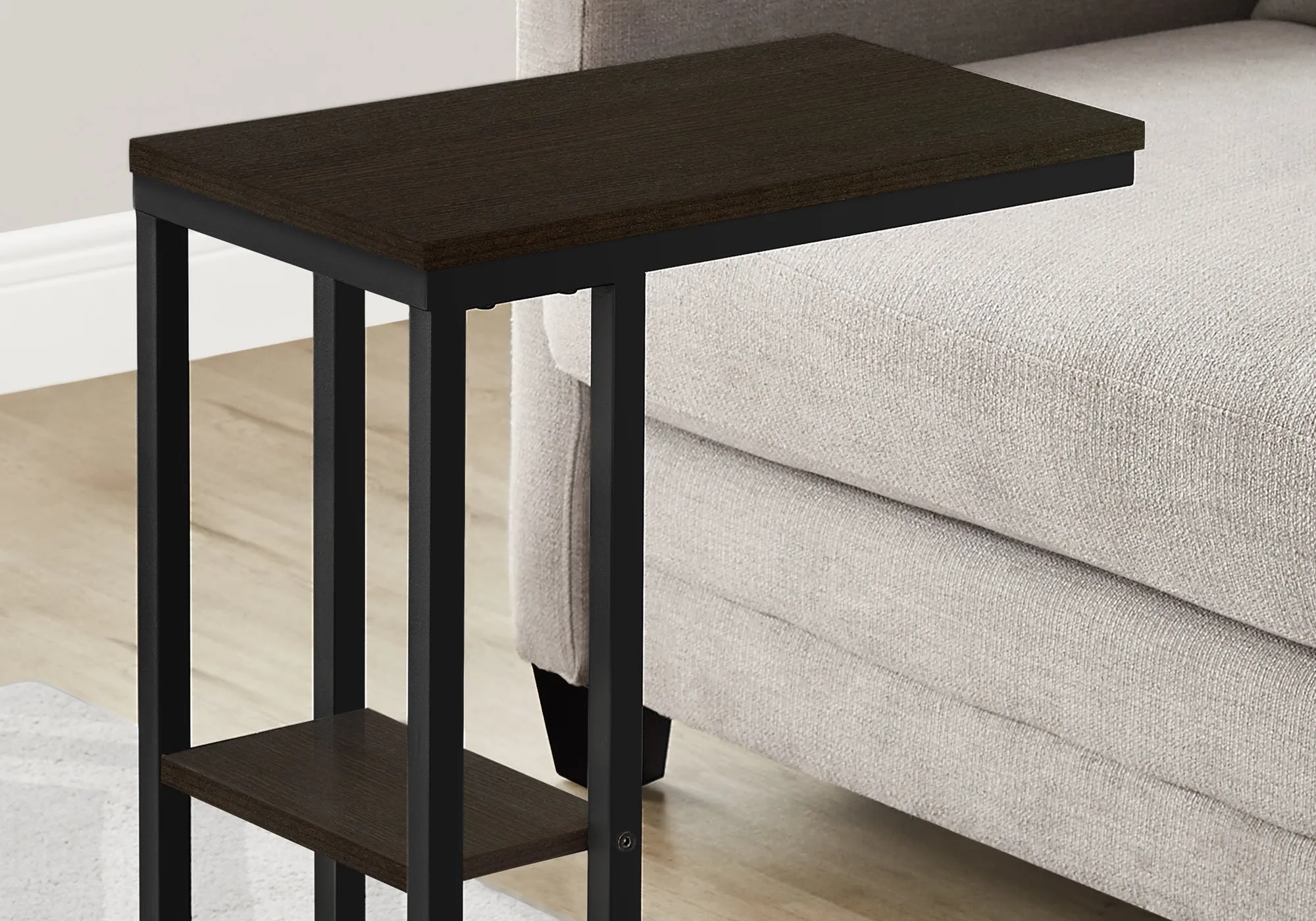 Accent Table - 25"H / Espresso / Black Metal