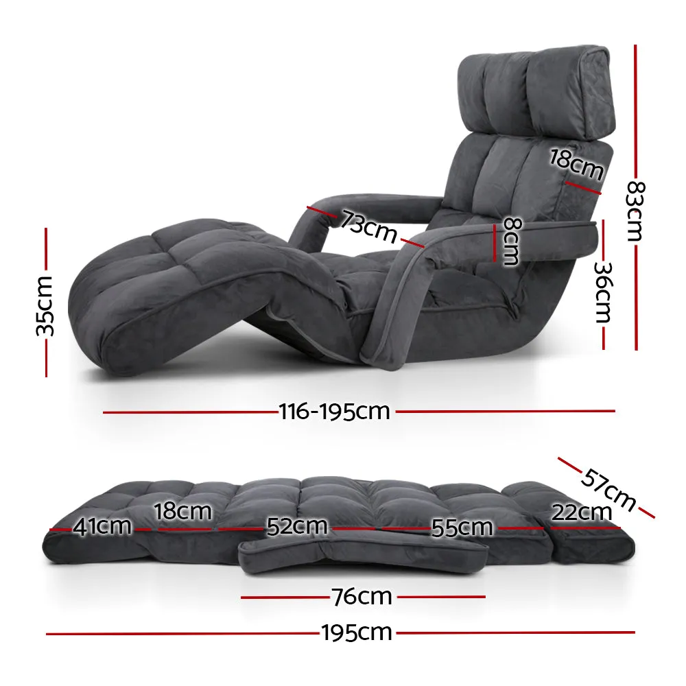 Adjustable Lounger with Arms - Charcoal