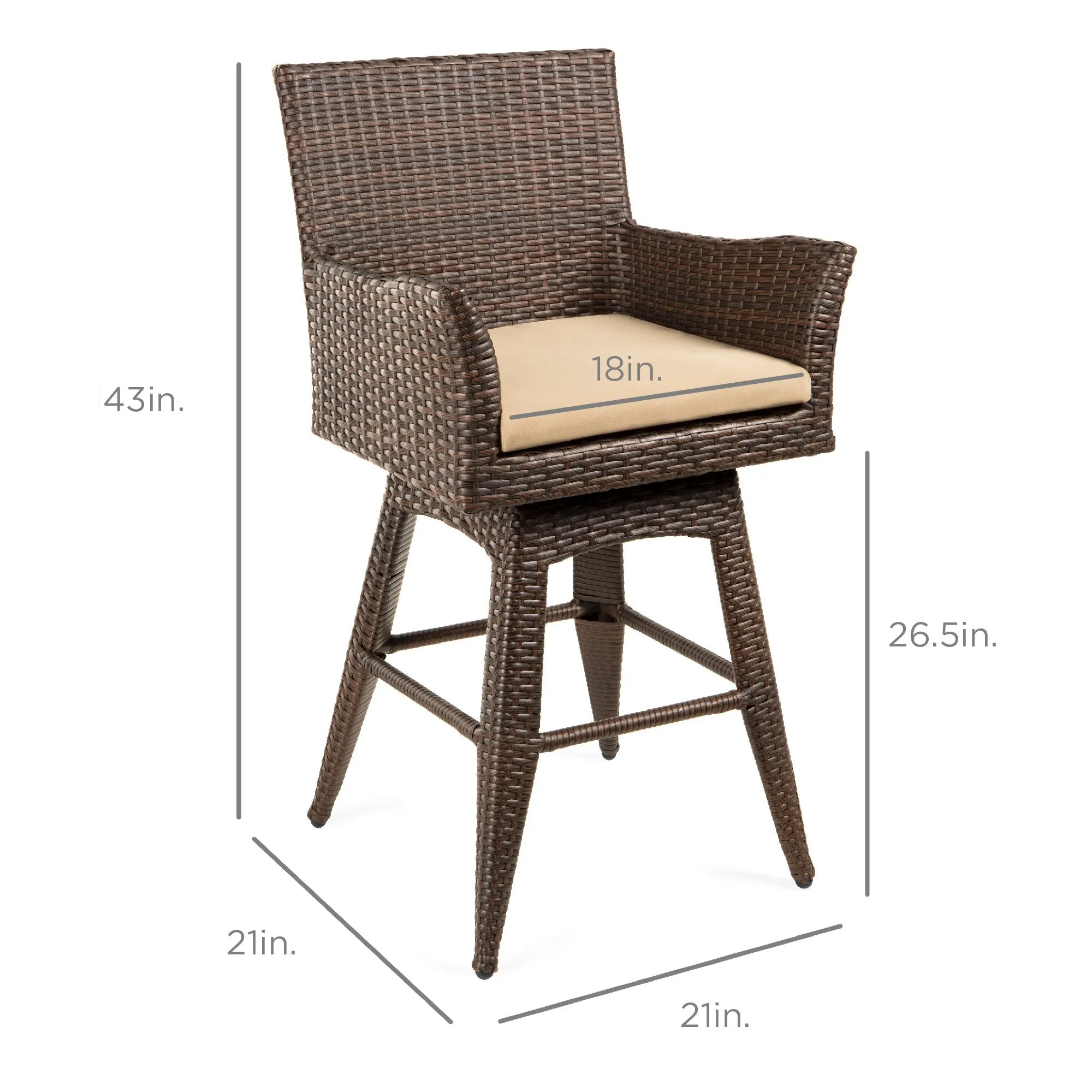 All-Weather Wicker Counter-Height Swivel Bar Stool w/ Cushion