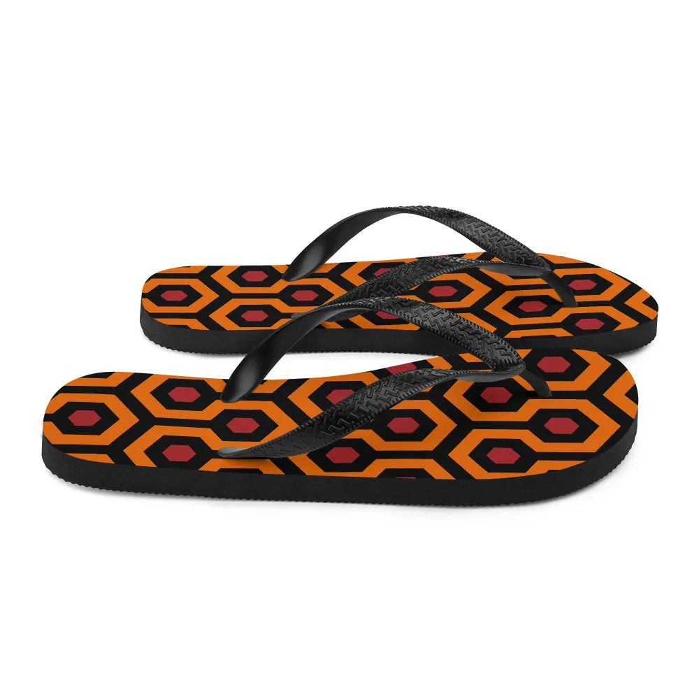 Amie Thong Flip-Flop Beach Sandals in Hotel Hexagon Print