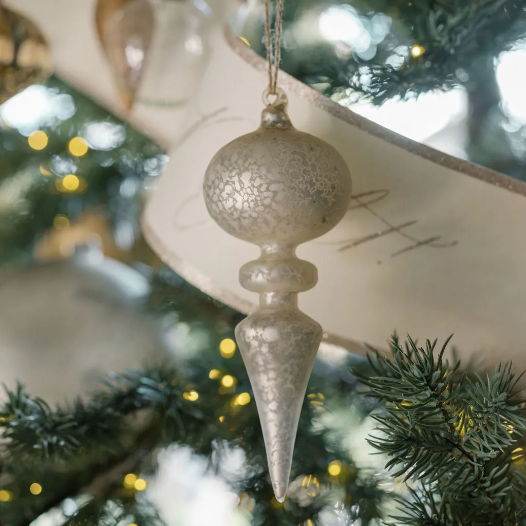 Assorted Neutral Palette Glass Finial Ornament