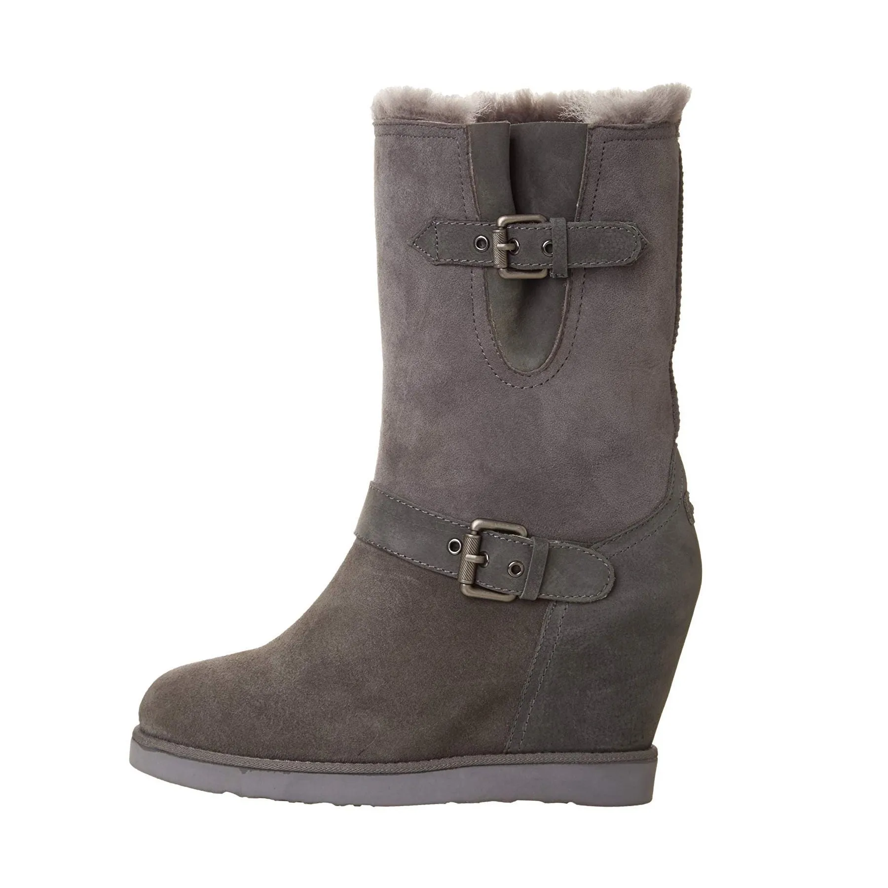 Australia Luxe Women's Machina Genuine Sheepskin Wedge Boots in Gray