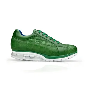 Belvedere Magnus in Emerald Ostrich Patchwork Sneakers