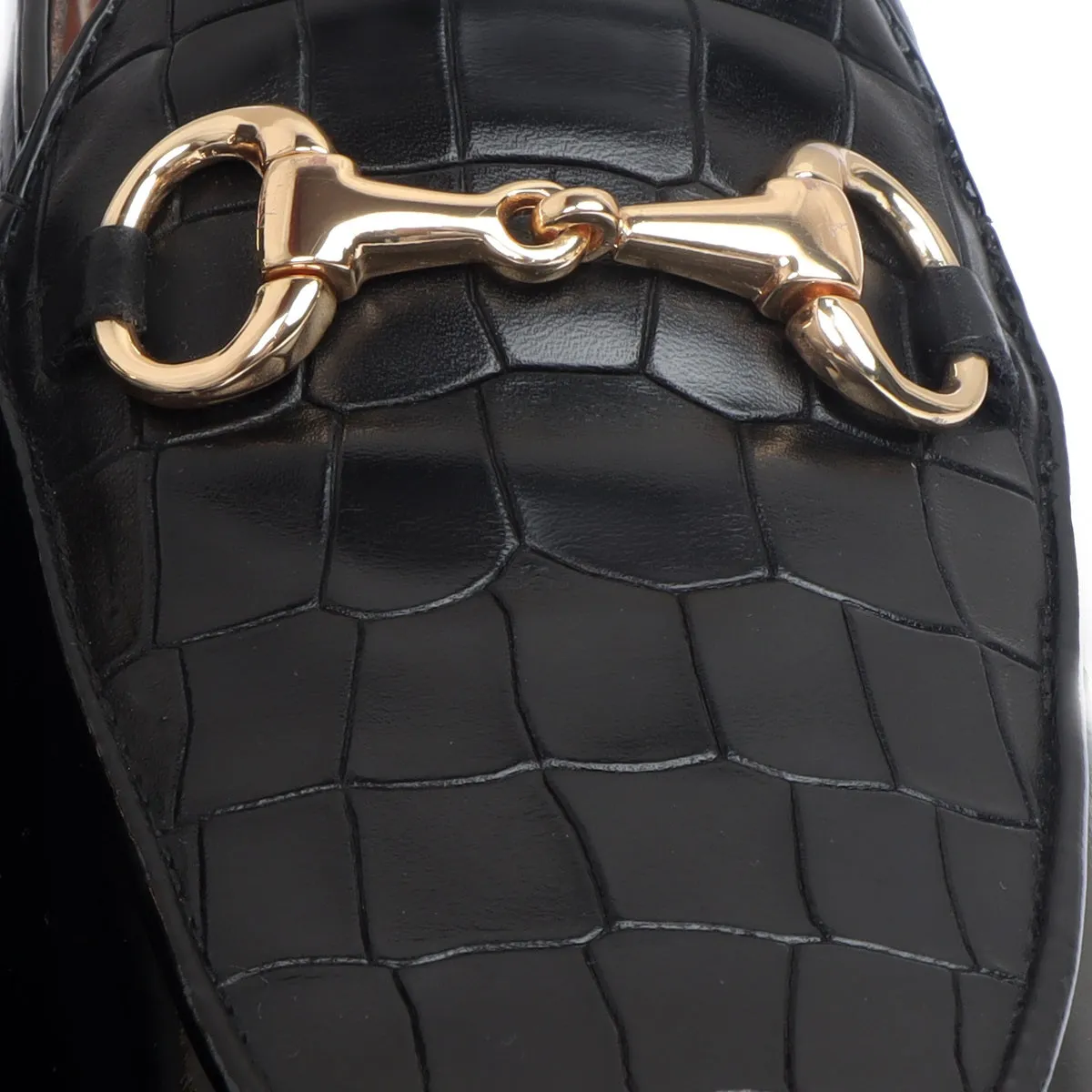 Black Patent Leather Loafer with Deep Cut Design at Vamp