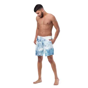 Blue Abstract Men's Swim Trunks, Best Designer Premium Luxury Men's Swim Trunks - Made in USA/EU/MX (US Size: 2XS-6XL)