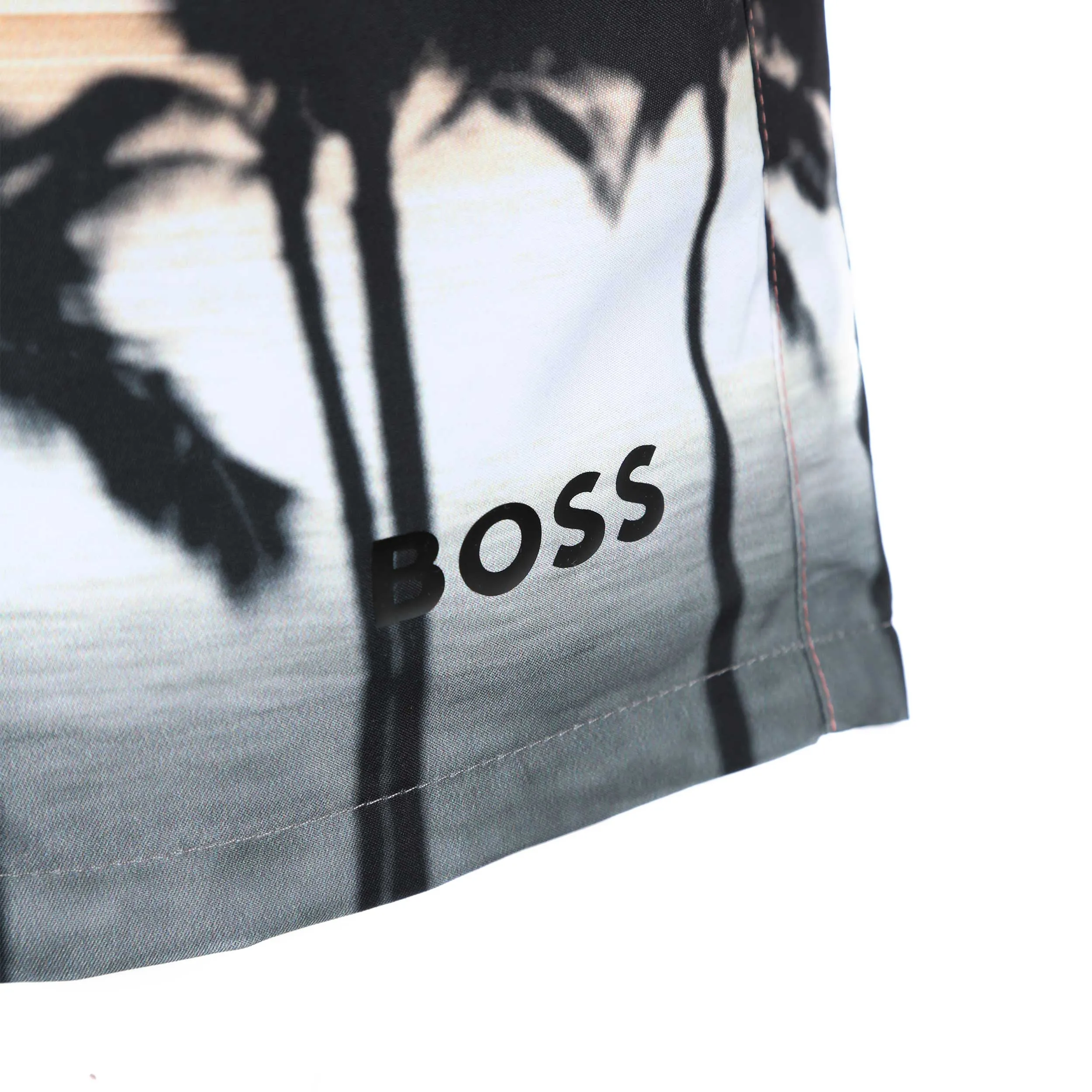 BOSS Komo Swim Short in Beige & Red Print