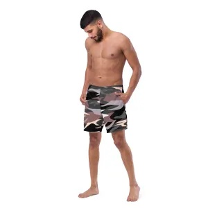 Camo Print Men's Swim Trunks, Army Military Camouflaged Print Cute Quick Drying Comfortable Swim Trunks For Men - Made in USA/EU/MX