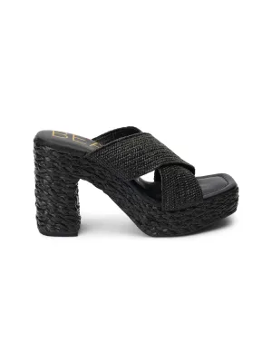 Caravan Raffia Heel in Black