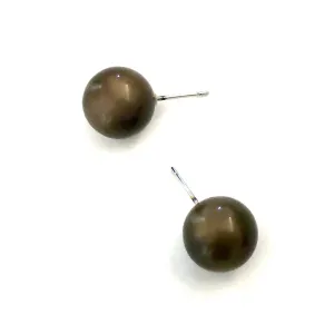 Chocolate Brown Moonglow Ball Stud Earrings