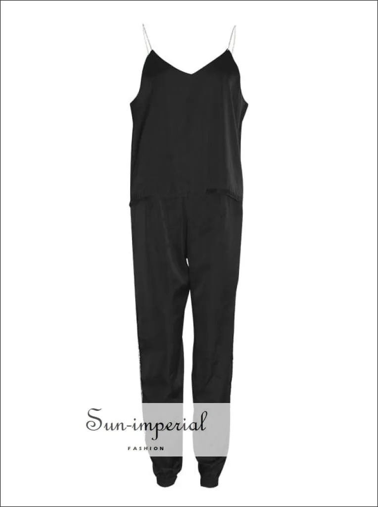 Christine Jumpsuit - Diamond Strap Green and Black Solid Jumpsuit