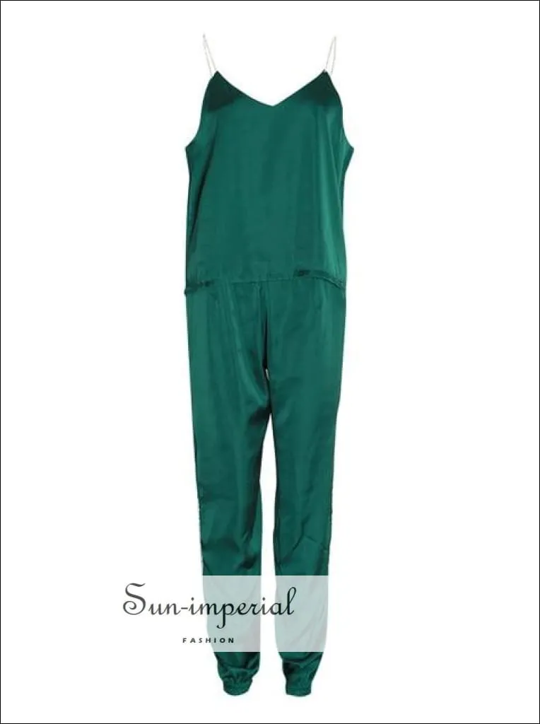 Christine Jumpsuit - Diamond Strap Green and Black Solid Jumpsuit