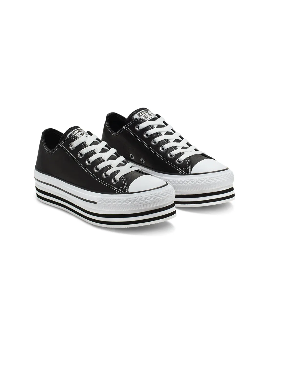 Chuck Taylor All Star Platform Low in Pelle - Nero