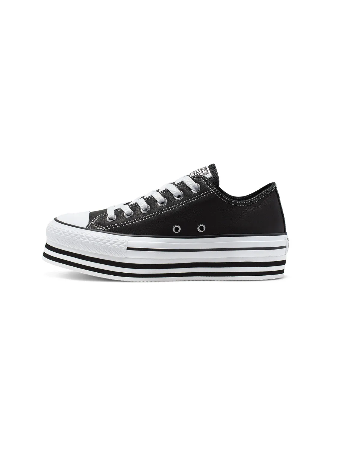 Chuck Taylor All Star Platform Low in Pelle - Nero