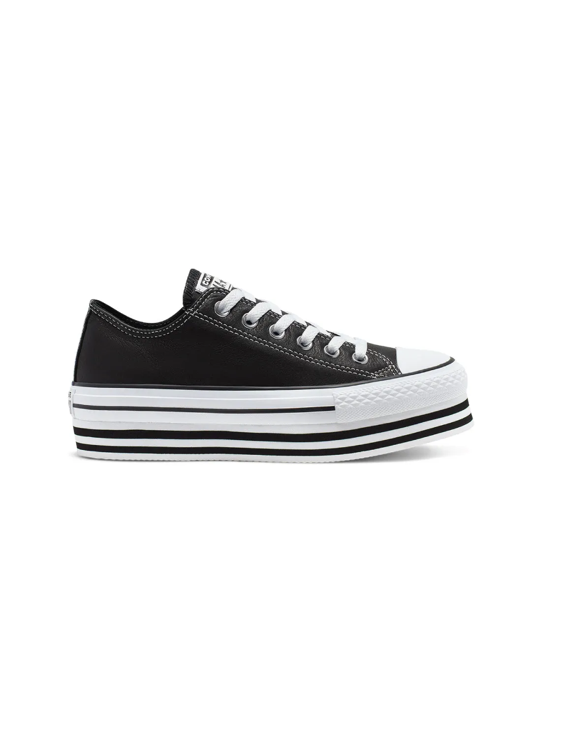 Chuck Taylor All Star Platform Low in Pelle - Nero