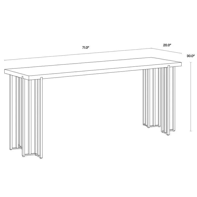 Classic Espresso Wood Console Table With Brass Legs