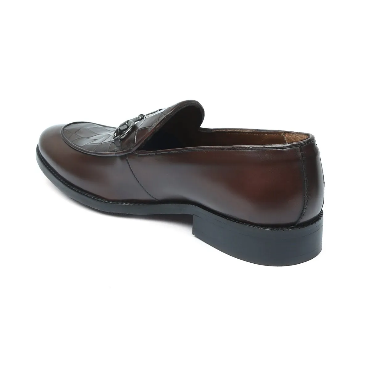 Dark Brown Men's Loafer With Deep Cut Leather at Vamp with Horse bit Buckle