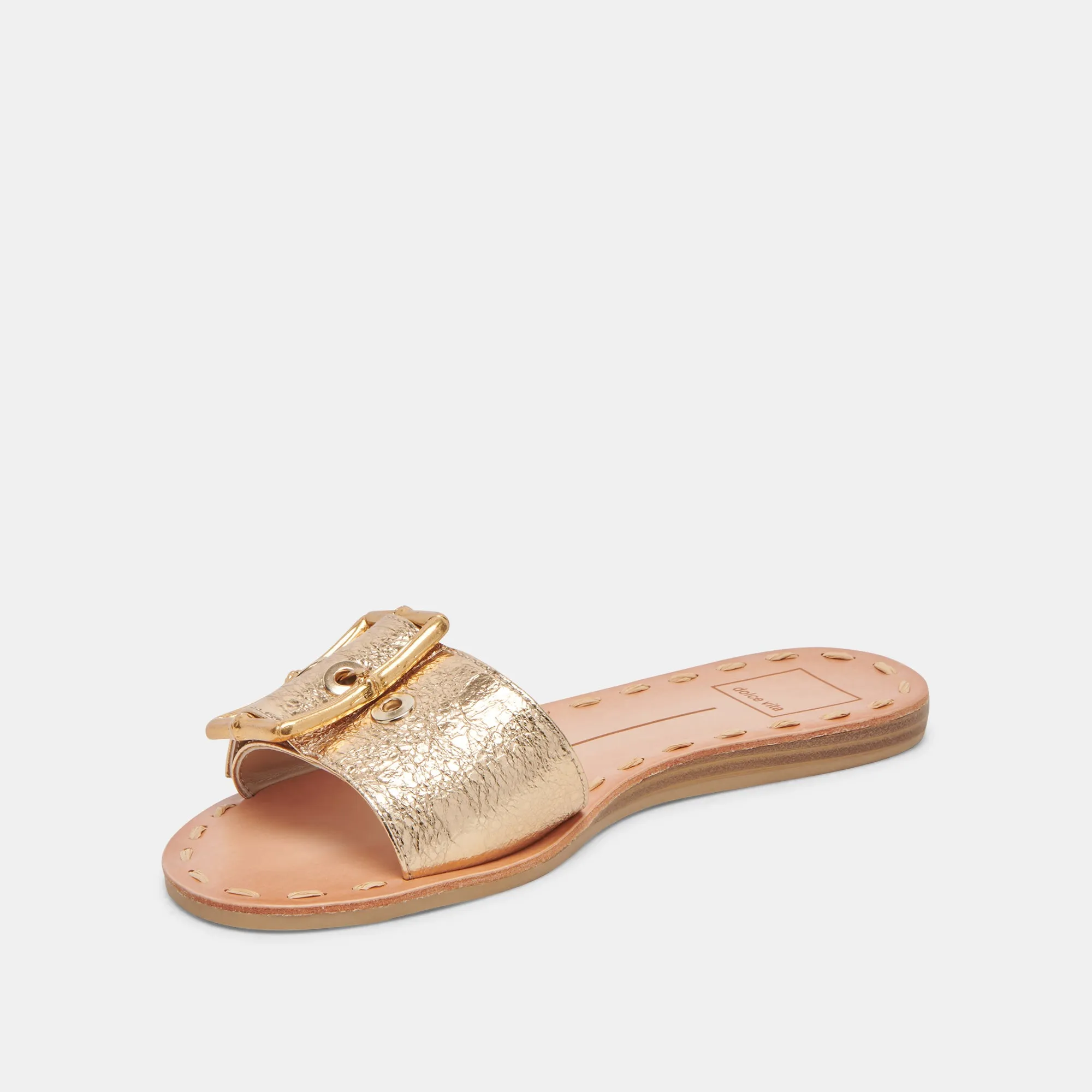 DASA WIDE SANDALS GOLD CRACKLED LEATHER