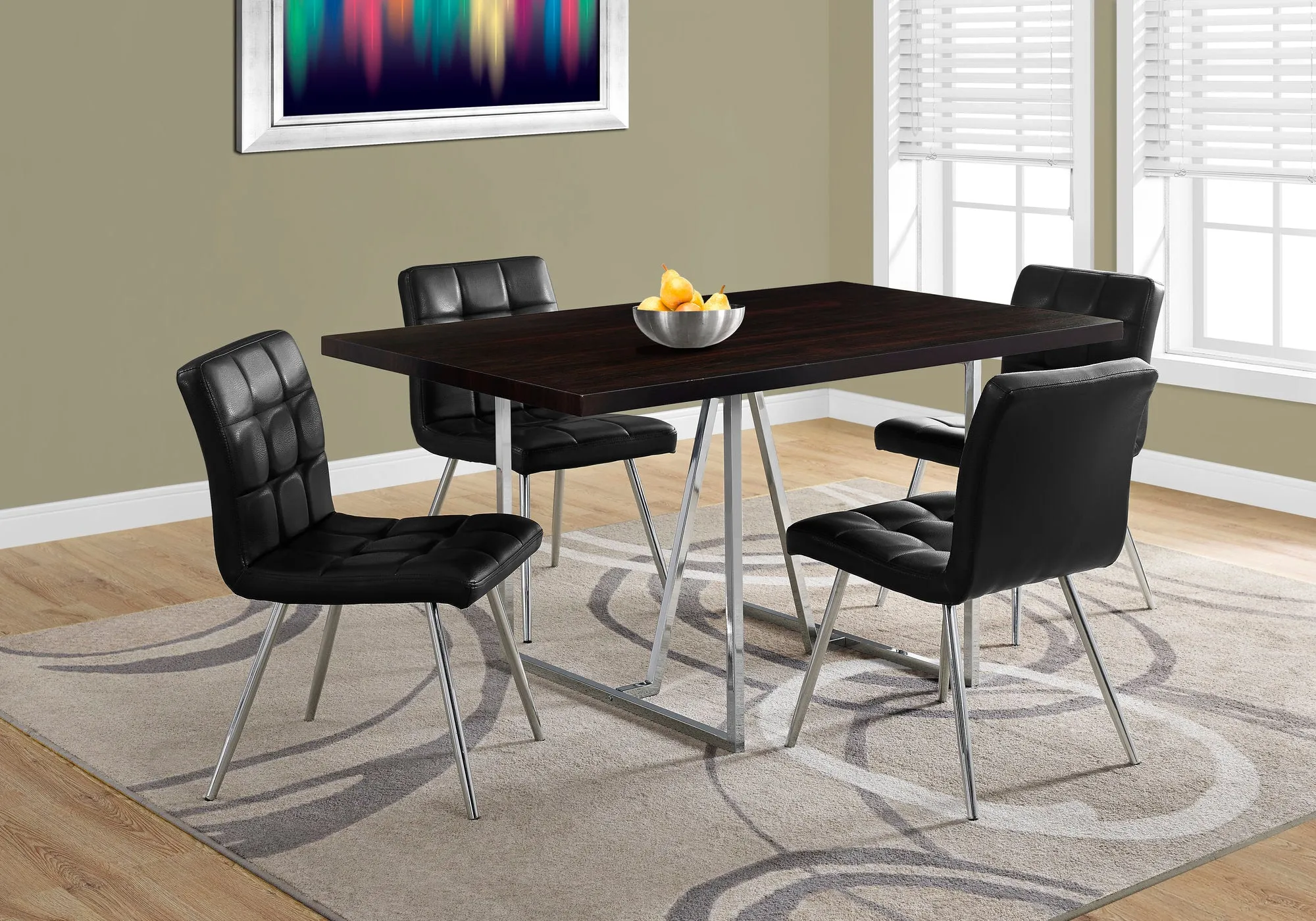 Dining Table - 36"X 60" / Espresso / Chrome Metal