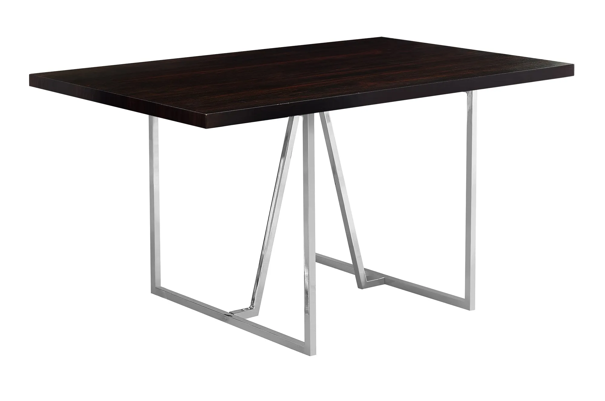 Dining Table - 36"X 60" / Espresso / Chrome Metal