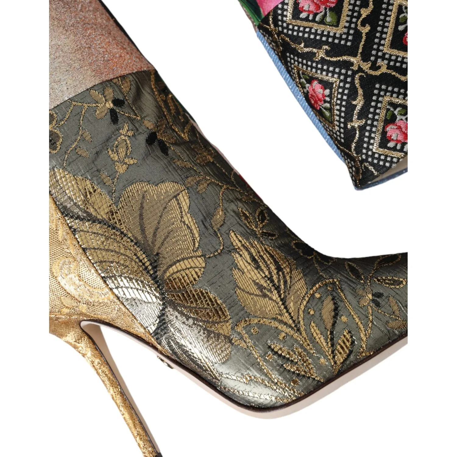 Dolce & Gabbana Multicolor Patchwork Print Heeled Boots Shoes