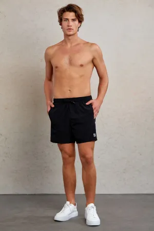 Dynamic Fit Side Pocket Quick Dry Black Swim Trunks