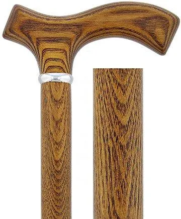 Espresso Brown Frtiz Handle Walking Cane with Ash Wood Shaft and Silver Collar