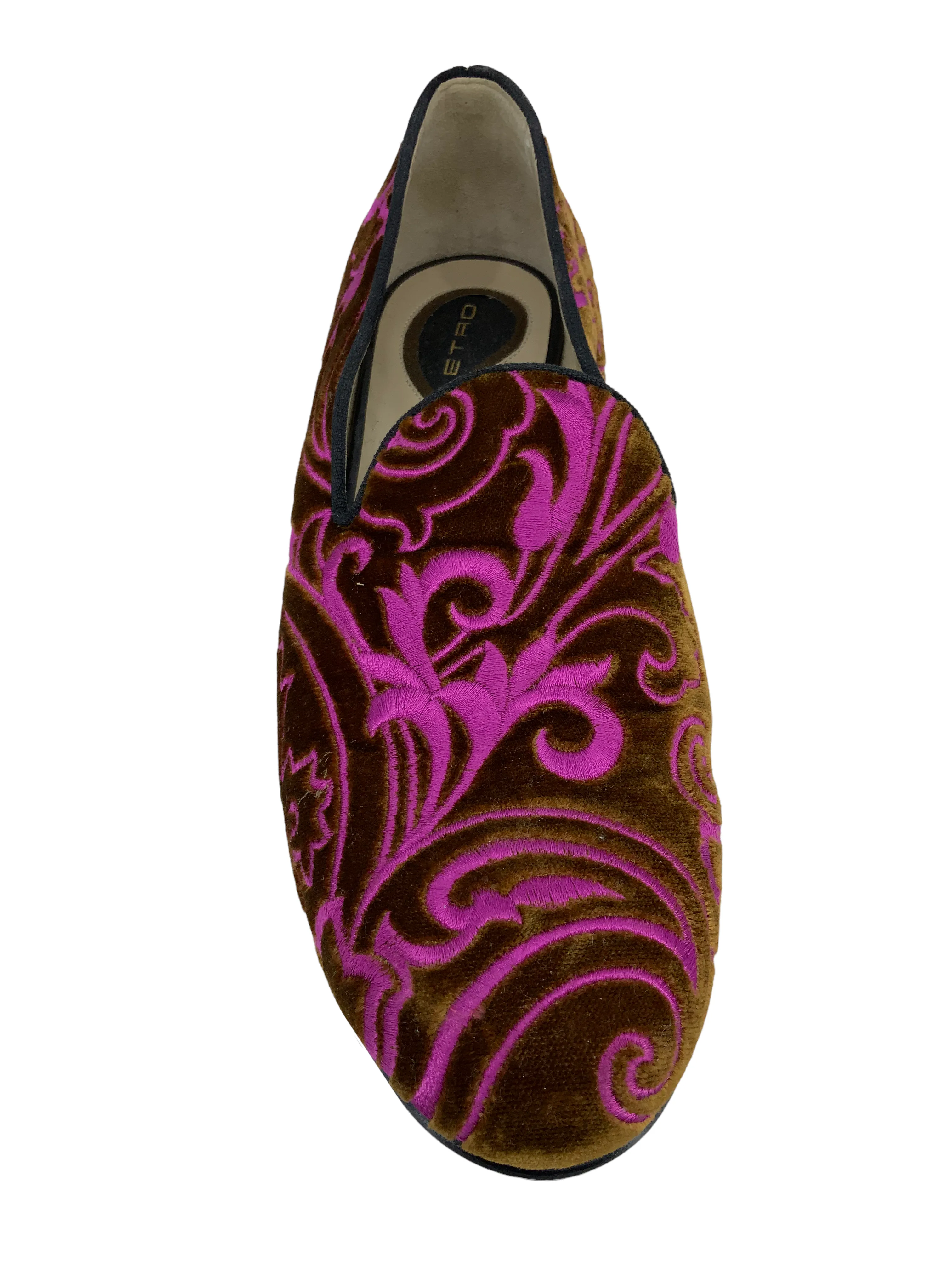 ETRO Printed Velvet Loafers Size 8.5