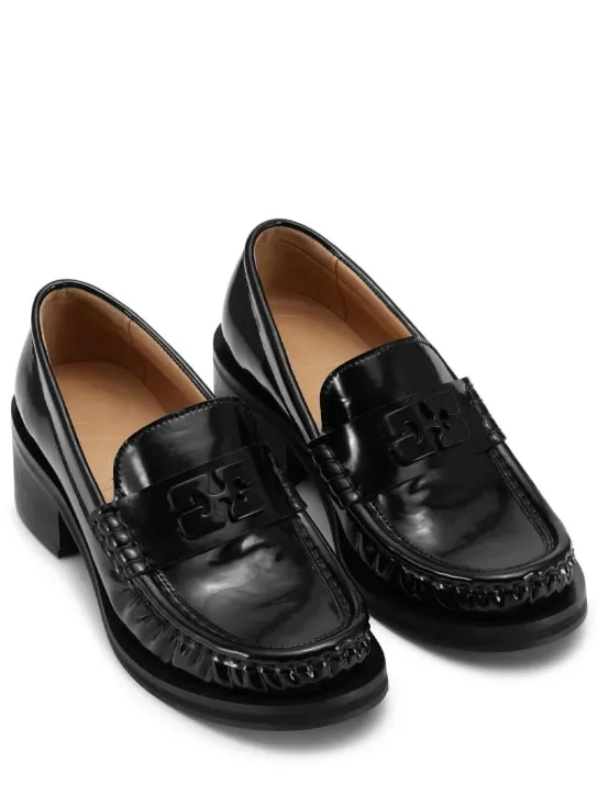 GANNI   50mm Butterfly patent tech loafers 