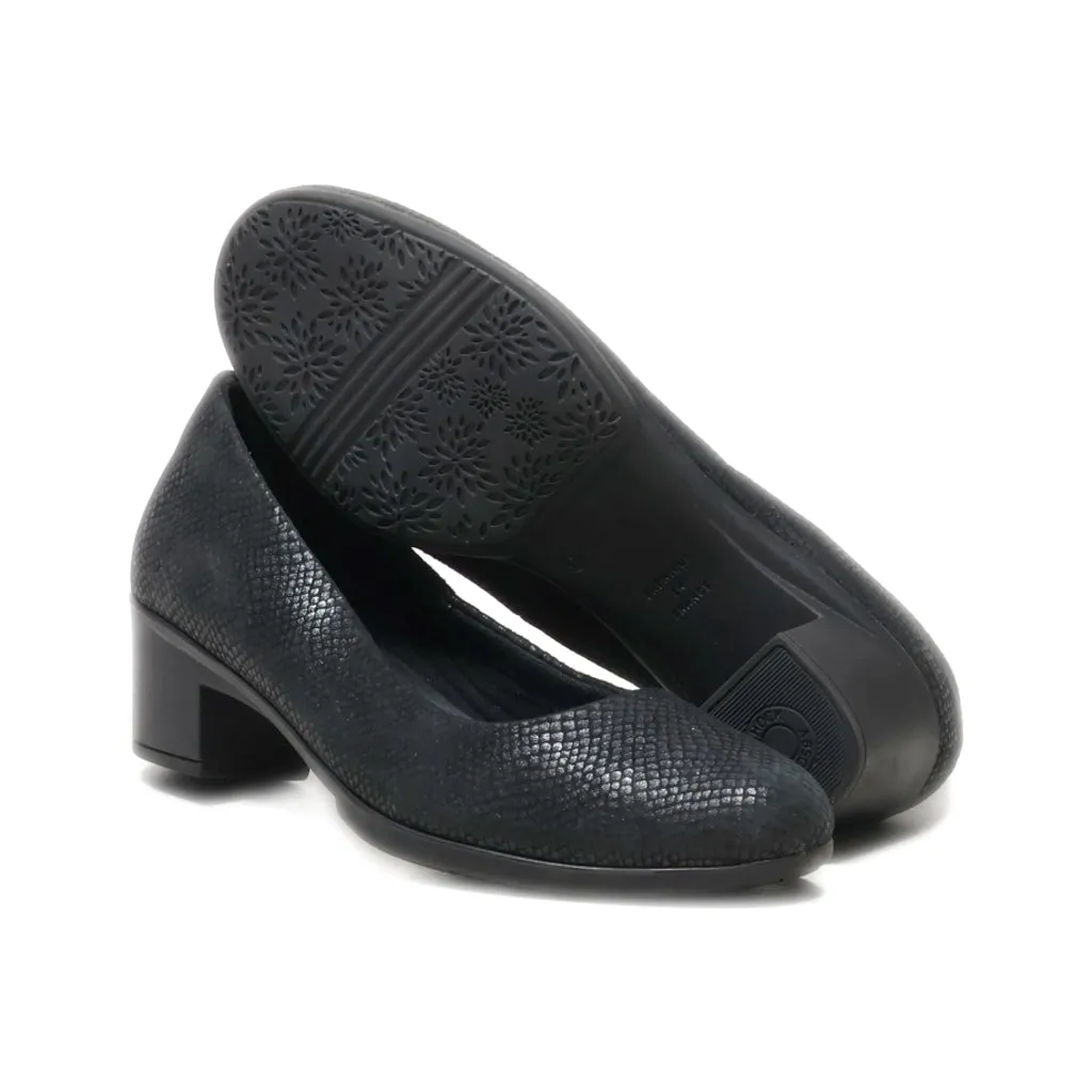 Gemo Mid-Heel Shoes Leather Black Colour For Women