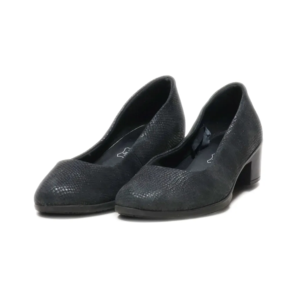 Gemo Mid-Heel Shoes Leather Black Colour For Women