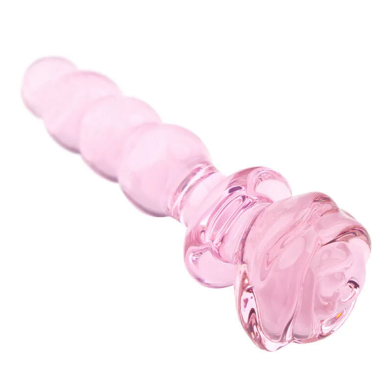 Glacier Glass Beaded Rose Dildo.