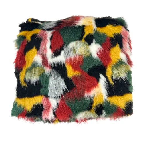 Green | Red | White | Yellow Multicolor Patchwork Faux Fur Fabric