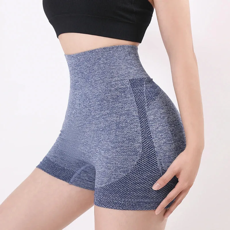 High-Waist Seamless Spandex Yoga Shorts for Women - Push-Up Fitness Leggings for Running and Cycling