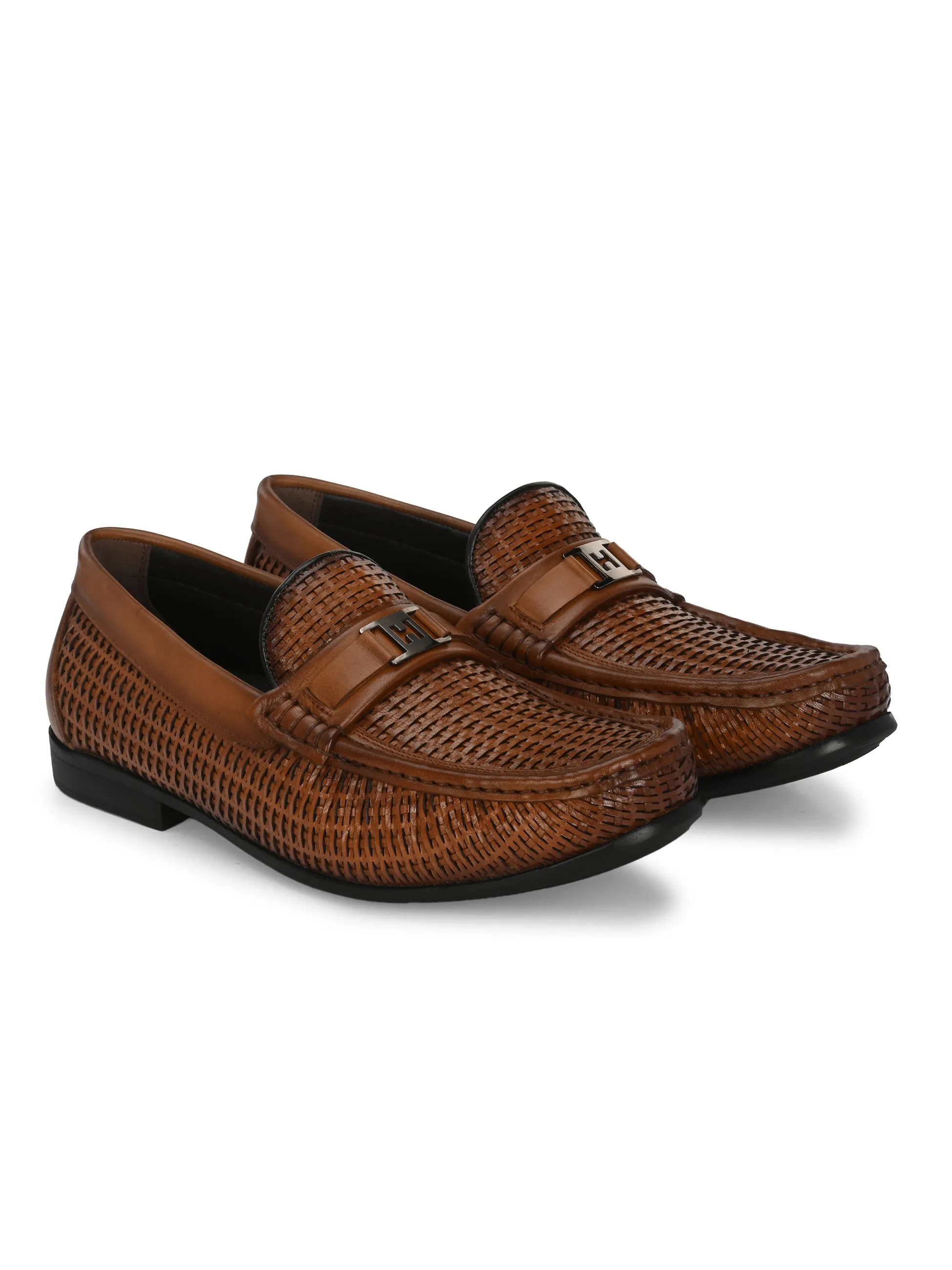 Hitz Men's Tan Leather Casual Loafers